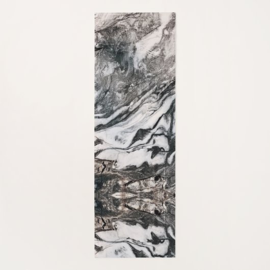 白黒の大理石テクスチャパターン ヨガマット (裏面)