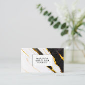 白黒の大理石テクスチャ 名刺 (スタンド正面)