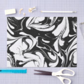 白黒の大理石テクス渦巻形のチャ 薄葉紙 (クラフト)