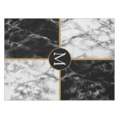 白黒の大理石テーブルクロス文字 テーブルクロス (正面(横))