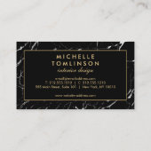 白黒の大理石デザイナー(金ゴールド付きフェイク) 名刺 (裏面)