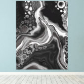 白黒の大理石デジタル流体アート キャンバスプリント (インサイチュ (ウッドフロア))