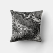 白黒の大理石デジタル流体アート クッション (裏面)