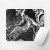 白黒の大理石デジタル流体アート マウスパッド (マウス)