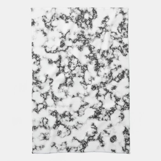 白黒の大理石パターン キッチンタオル (縦)