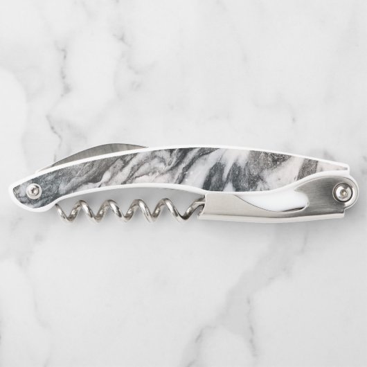 白黒の大理石パターン ソムリエナイフ (裏面)