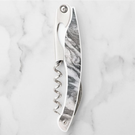 白黒の大理石パターン ソムリエナイフ (正面)
