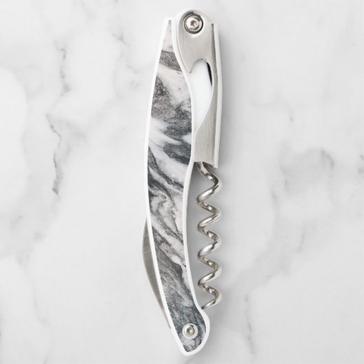 白黒の大理石パターン ソムリエナイフ (裏面)