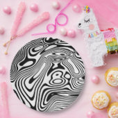 白黒の大理石パターン ペーパープレート (パーティー)