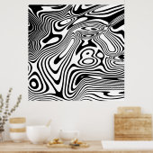 白黒の大理石パターン ポスター (キッチン)