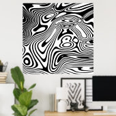 白黒の大理石パターン ポスター (ホームオフィス)