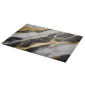 白黒の大理石パターン(金ゴールド付) カッティングボード (角)