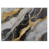 白黒の大理石パターン(金ゴールド付) カッティングボード (正面)