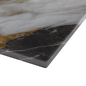 白黒の大理石パターン(金ゴールド付) カッティングボード (角)