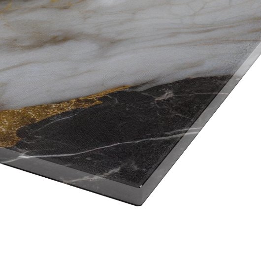 白黒の大理石パターン(金ゴールド付) カッティングボード (角)