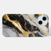 白黒の大理石パターン(金ゴールド付) Case-Mate iPhoneケース (裏面 (横))