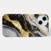 白黒の大理石パターン(金ゴールド付) Case-Mate iPhoneケース (裏面 (横))