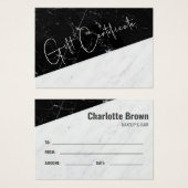 白黒の大理石ビジネスギフト証明書 (正面&裏面)