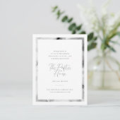 白黒の大理石フレームウェディングレセプション エンクロージャーカード (スタンド正面)