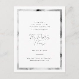 白黒の大理石フレームウェディングレセプション エンクロージャーカード