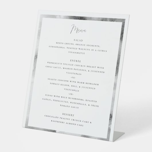 白黒の大理石フレームスクリプフォーマルト 台座サイン (正面)