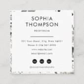 白黒の大理石抽象芸術QRコードソーシャルメディア スクエア名刺 (裏面)