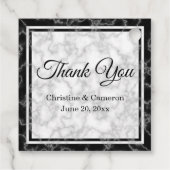 白黒の大理石結婚の感謝 フェイバータグ (裏面)