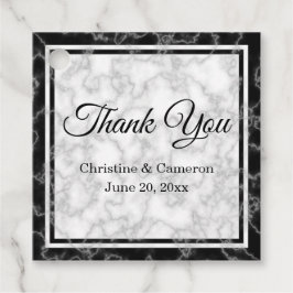 白黒の大理石結婚の感謝 フェイバータグ