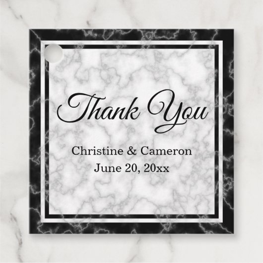 白黒の大理石結婚の感謝 フェイバータグ (正面)