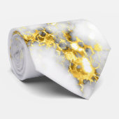 白黒の大理石金ゴールドの輝くフレーク ネクタイ (ロール)