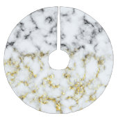 白黒の大理石金ゴールドの輝くフレーク ブラッシュドポリエステルツリースカート (正面)