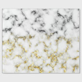 白黒の大理石金ゴールドの輝くフレーク ラッピングペーパー (フラット)