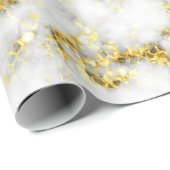 白黒の大理石金ゴールドの輝くフレーク ラッピングペーパー (ロールコーナー)