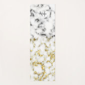 白黒の大理石金ゴールドスパークルフレークMonogram ヨガマット (正面)