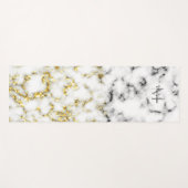 白黒の大理石金ゴールドスパークルフレークMonogram ヨガマット (正面(横))