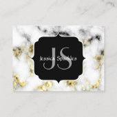 白黒の大理石金ゴールドスパークルフレークMonogram 名刺 (裏面)