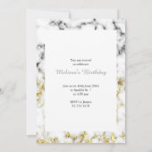 白黒の大理石金ゴールドスパークルフレークMonogram 招待状 (裏面)