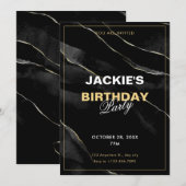 白黒の大理石 招待状 (正面/裏面)