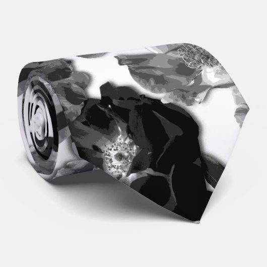 白黒の大開花バラ ネクタイ (ロール)