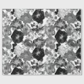 白黒の大開花バラ ラッピングペーパー (フラット)