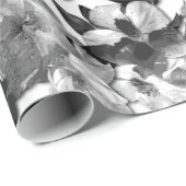 白黒の大開花バラ ラッピングペーパー (ロールコーナー)