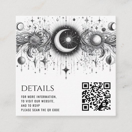 白黒の天体QRコード エンクロージャーカード (正面)
