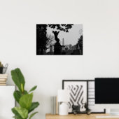 白黒の天使の像 ポスター (ホームオフィス)