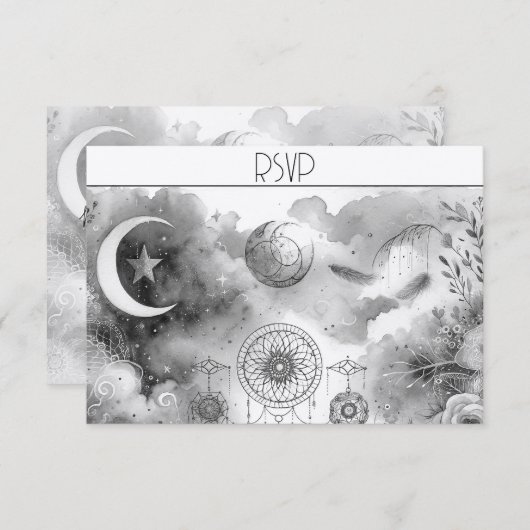 白黒の天月応答カード (正面/裏面)