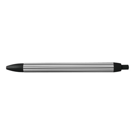 白黒の太いと細ストライプい 黒ボールペン (正面)