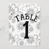 白黒の太陽の月の星のテーブル番号 招待状 (正面/裏面)