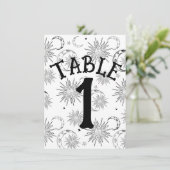 白黒の太陽の月の星のテーブル番号 招待状 (スタンド正面)