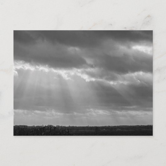 白黒の太陽光線 ポストカード (正面)