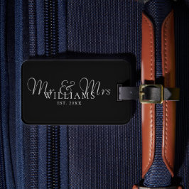 白黒の夫妻が立ち上がった ラゲッジタグ