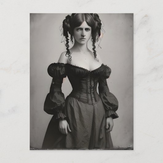 白黒の女ビクトリアン性 ポストカード (正面)